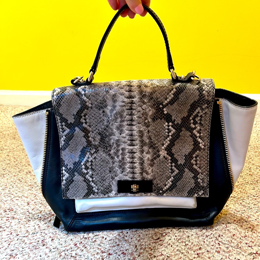 Kate Spade black and white faux snake bag